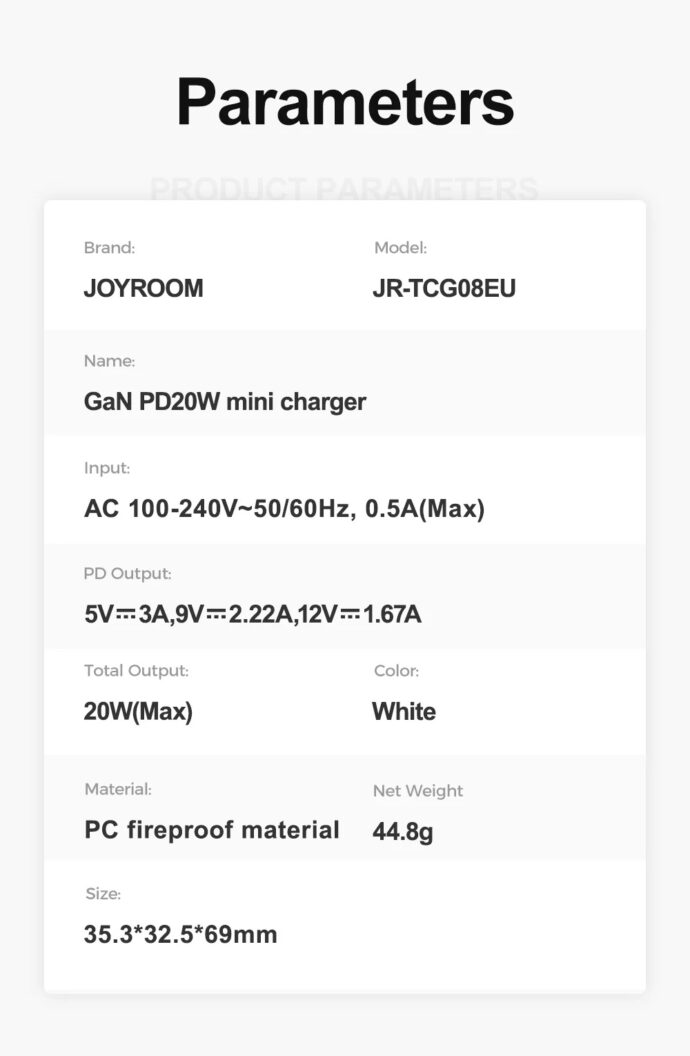 ⁦Chargeur GAN 20W JR-TCG08⁩ - الصورة ⁦10⁩